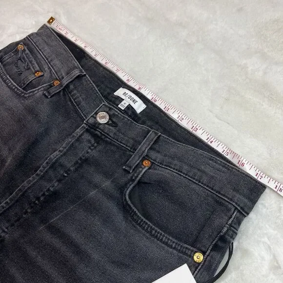 Re/Done 70s Stove Pipe High Rise Jeans Black Ankle Raw Hem NWT Sz 32 / 14 - Picture 13 of 16